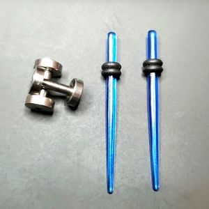 Tapers blue Translucent, ear plugs stainless steel  body piercing  12 gauge…